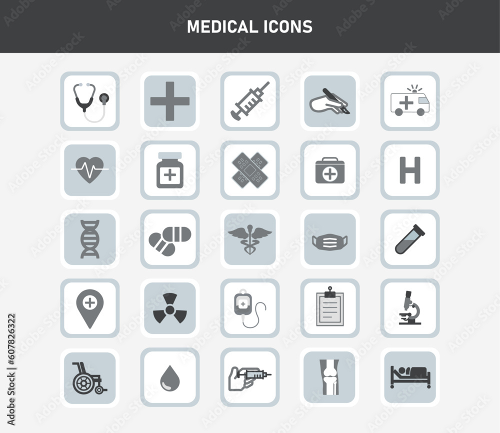 Medical Icon Set Gray Scale Medical Icon Set Gray Scale