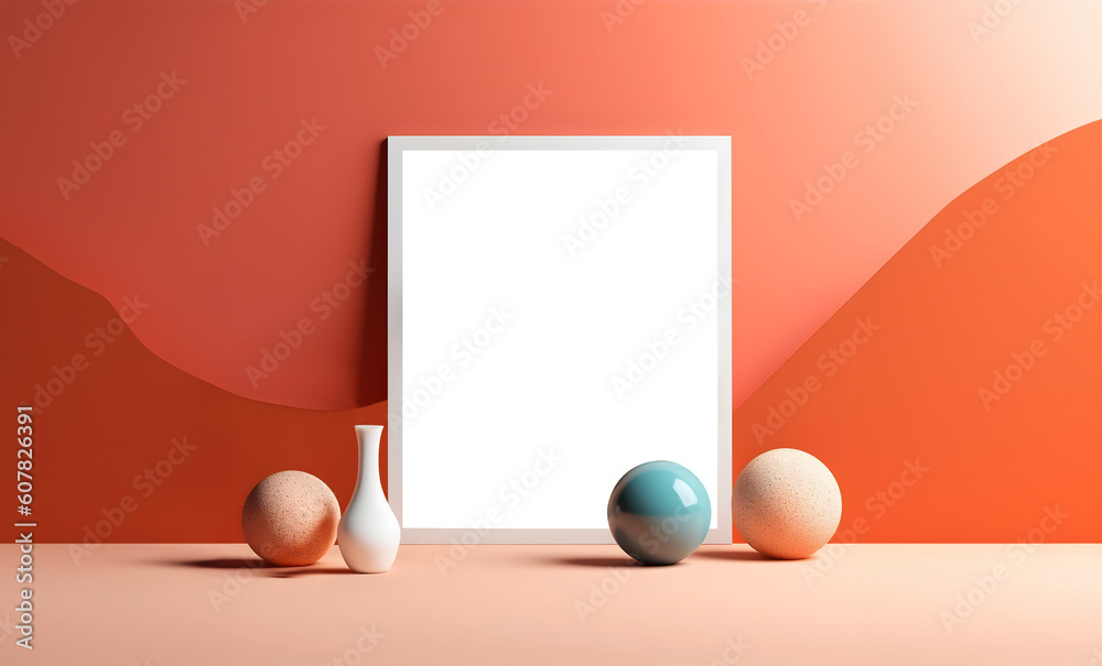Photo frame with transparent cutout on background with vase and abstract deco, PNG file. Mockup template for artwork design. Copy text space. 3D rendering
Photo frame with transparent cutout on background with vase and abstract deco, PNG file. Mockup template for artwork design. Copy text space. 3D rendering