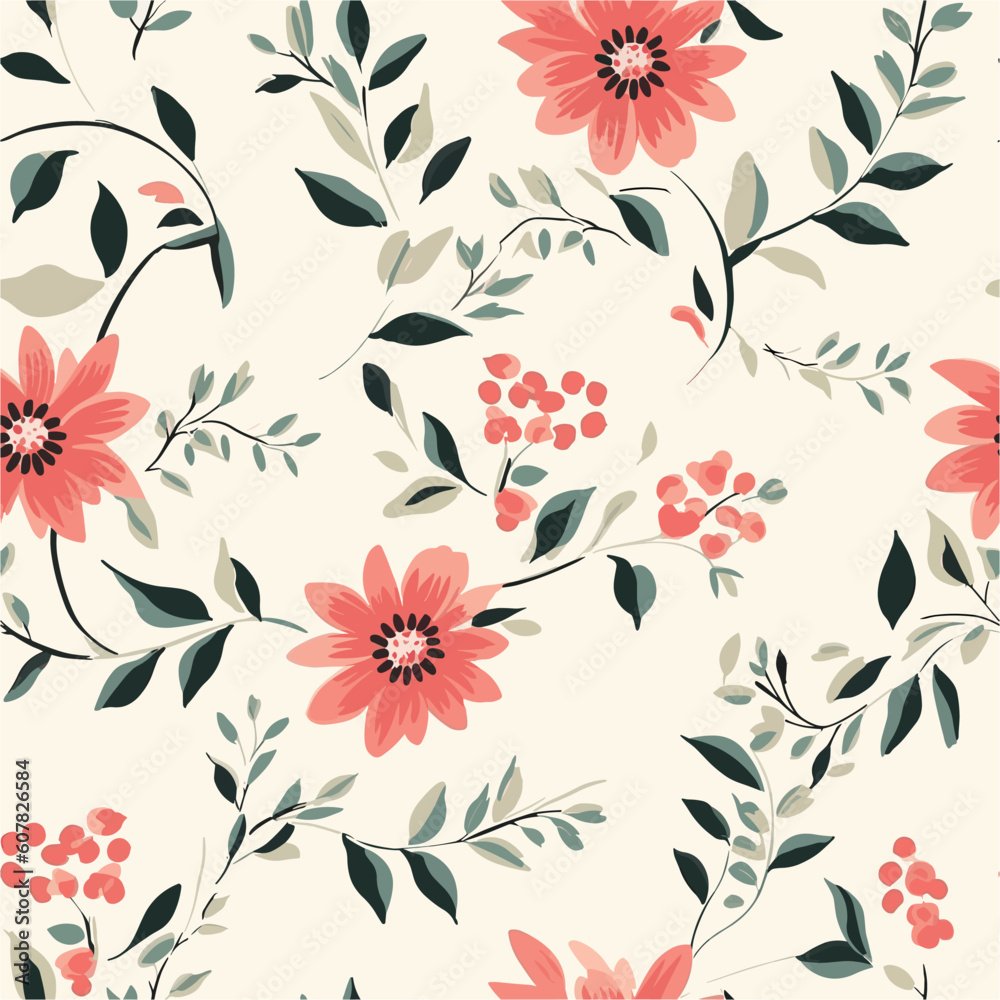 Obraz premium Simplicity in Bloom: Minimalistic Floral Pattern