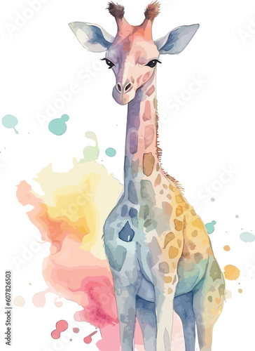 Adorable Cartoon Giraffe: Playful Safari Friend