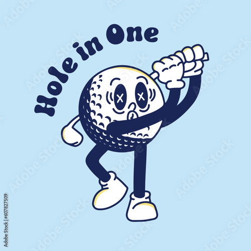 Vector retro mascot cartoon golf hole in one character good for t shirt design,poster, flayer design, sticker or etc