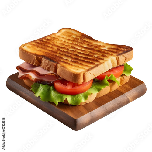 grilled and pressed toast with smoked ham, cheese and tomatos