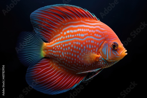 Mesmerizing Image of Colorful Discus Fish Gliding through the Water