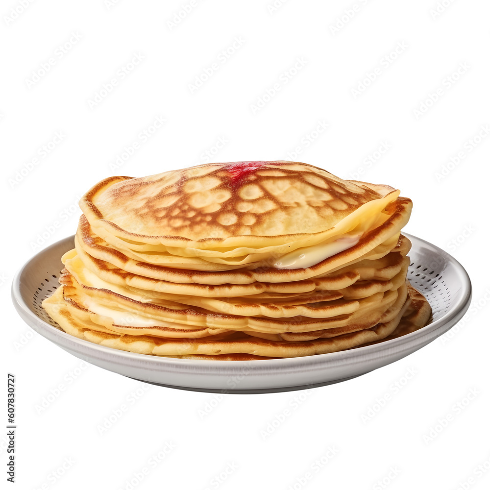 pancake in beautiful plate transparent background
