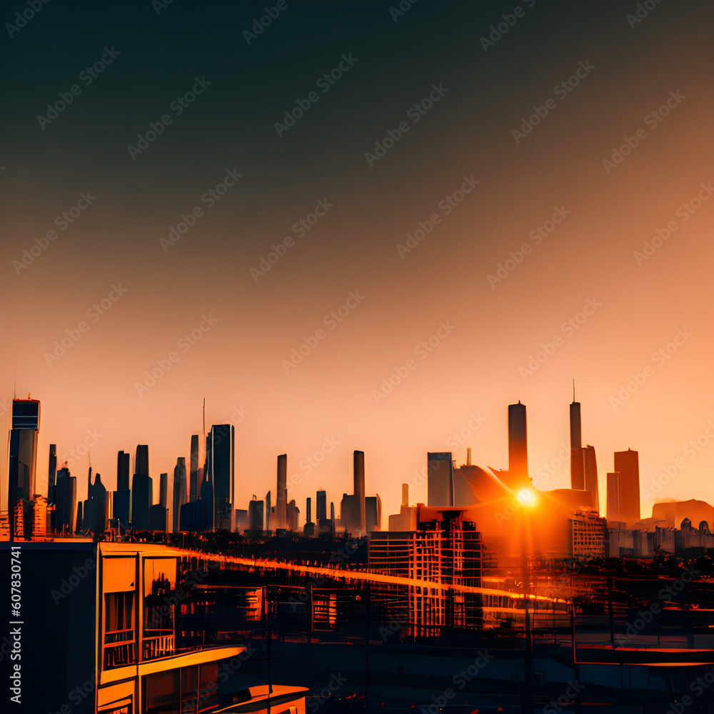 Dramatic cityscapes during golden hour