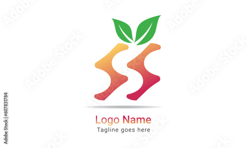 Letter S Initial alphabet with two green leaves. letter S modern gradient colorful logo. green eco-friendly logo concept
