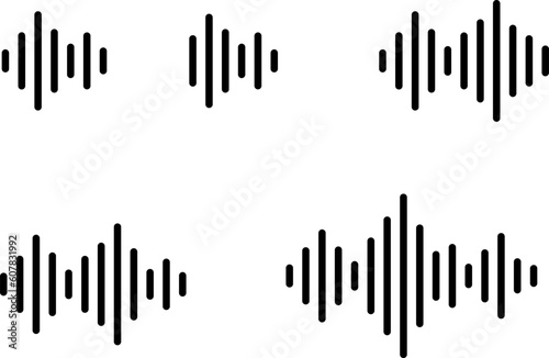 オーディオや音による波のアイコン素材
