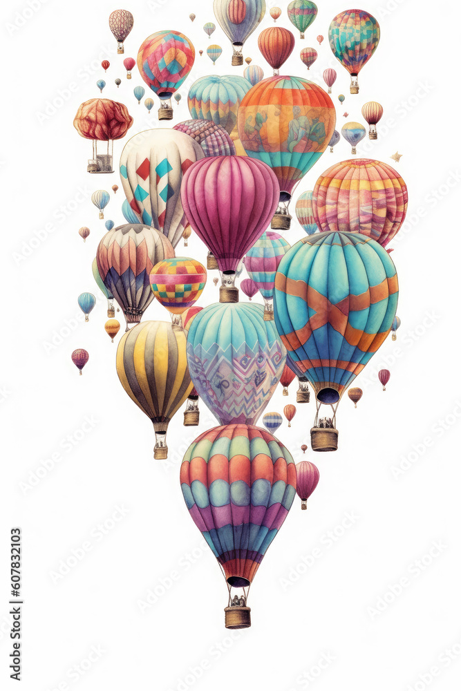 Hot air balloons isolated on a white background Generative AI Hot air balloons isolated on a white background Generative AI