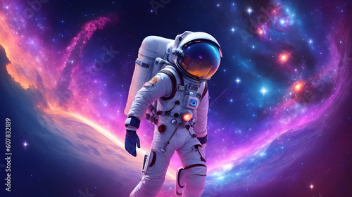Kosmonauta przemierzający galaktykę. Generative AI