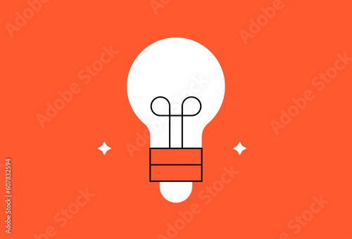 Vector lightbulb illustration in flat design style, geometric inspiration icon.