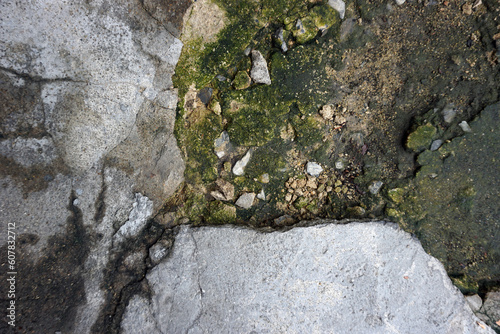 shadow of the old gray cement wall surface with cracks