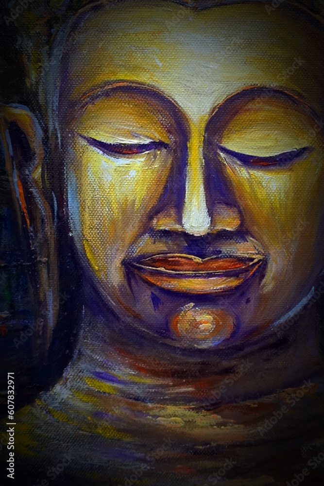 Art painting oil color Buddha statue  thailand
