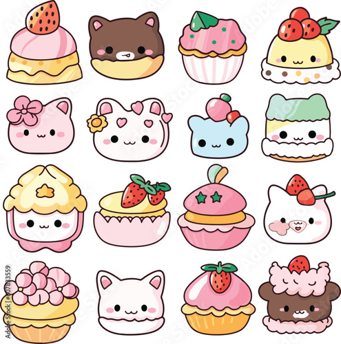 cute kawaii style illustration, cute, animal illustrations, adorable, whimsical, endearing, fluffy,