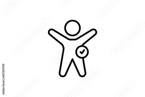 Wellness icon. People with check marks. icon related to healthy living. Line icon style design. Simple vector design editable. EPS 10 and SVG files