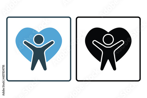 Wellness icon. People in heart. icon related to healthy living. Solid icon style design. Simple vector design editable. EPS 10 and SVG files