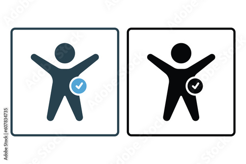 Wellness icon. People with check marks. icon related to healthy living. solid icon style design. Simple vector design editable. EPS 10 and SVG files