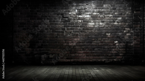 dark room brick wall grunge texture background.  2 