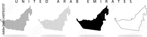 Dotted united arab emirates Map on White Background.vector illustration ,outline,silhouette,dots and squares.