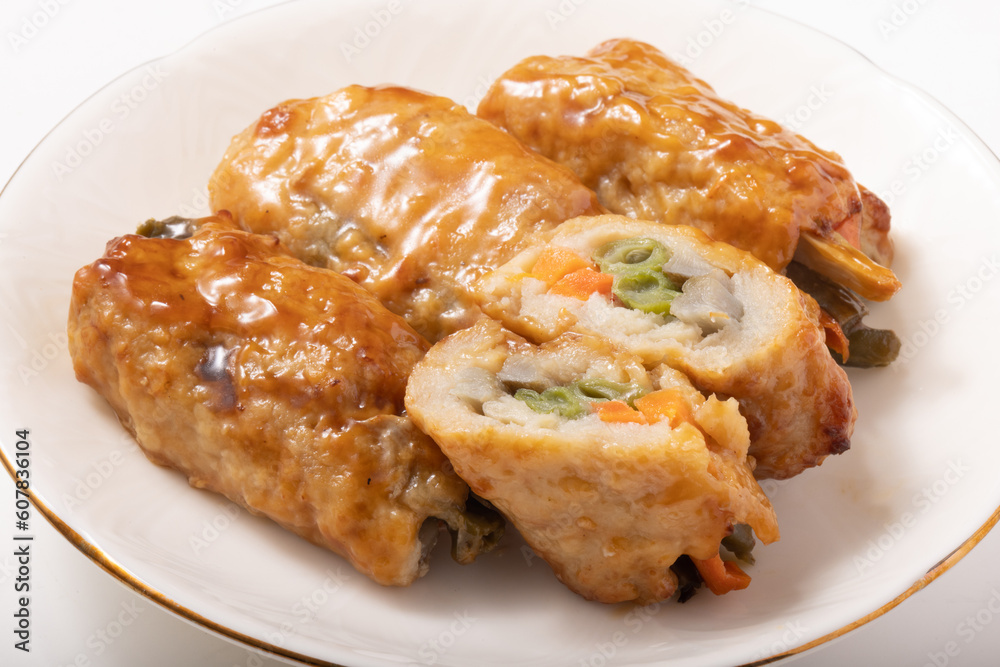 野菜の鶏つくね巻き 野菜の鶏つくね巻き