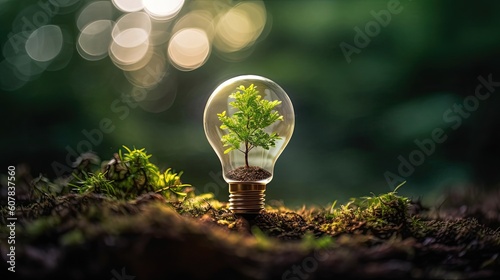 Light bulb energy saving. Generative AI