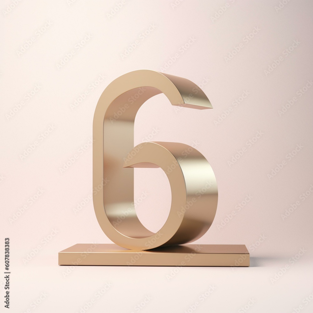 number 6 minimalistic style, isolated Generative AI number 6 minimalistic style, isolated Generative AI