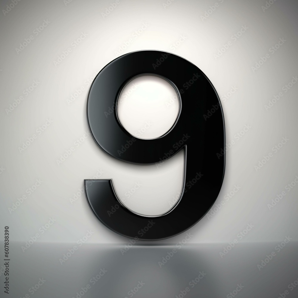 Fotografie number 9 minimalistic style, isolated Generative AI