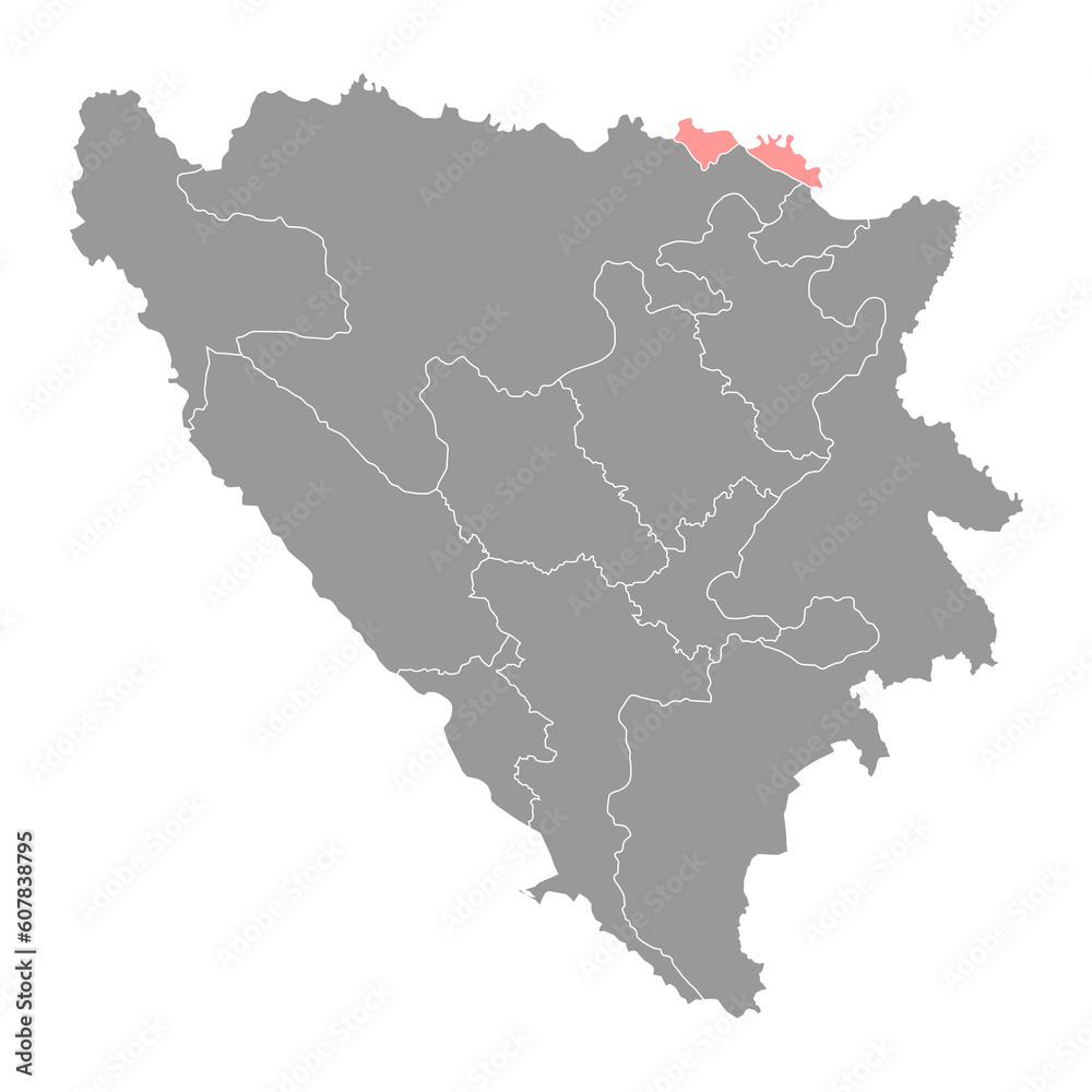 Posavina canton map, administrative district of Federation of Bosnia and Herzegovina. Vector illustration.