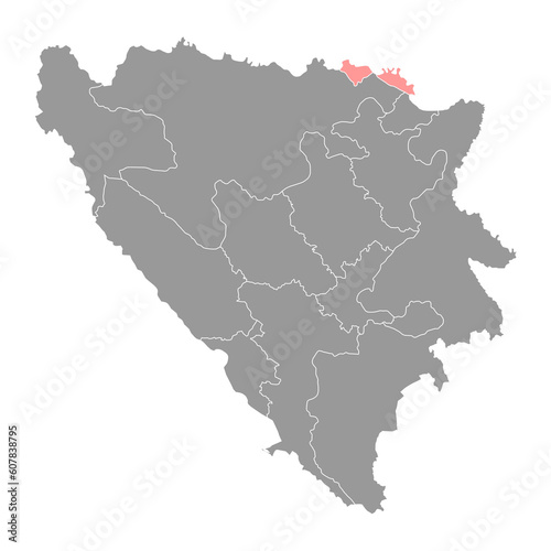Posavina canton map  administrative district of Federation of Bosnia and Herzegovina. Vector illustration.