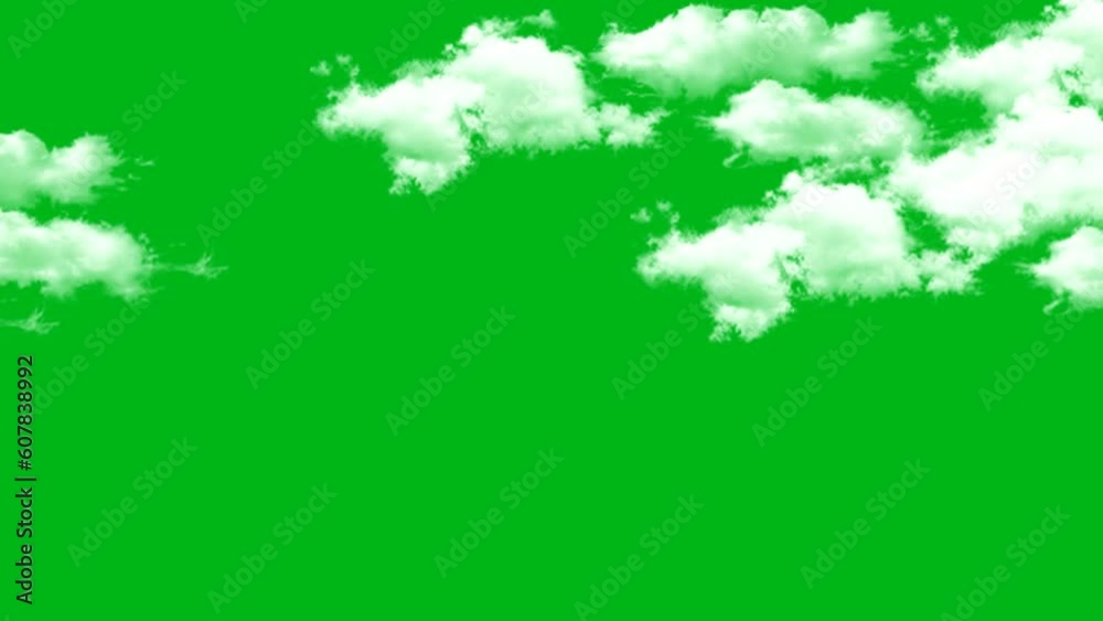 Moving clouds motion graphic effects on green screen background. 