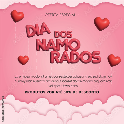 valentine card with hearts, Dia dos namorados post, 