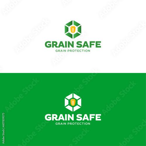Corn grain vector logo design grain safe