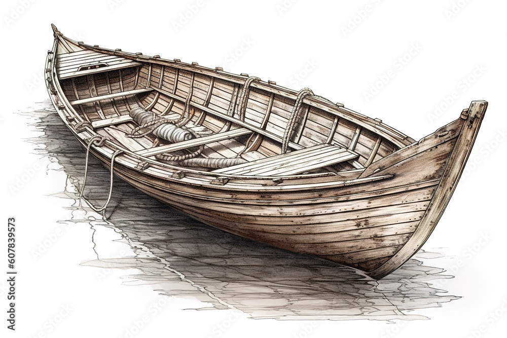 boat isolated on white background. Generated by AI. boat isolated on white background. Generated by AI.