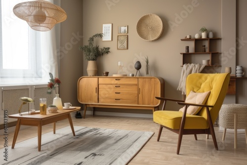 freshly painted room with vintage items for a cozy and stylish look  created with generative ai