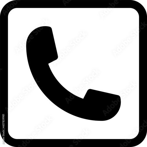 Telephone handset simple square icon (black)