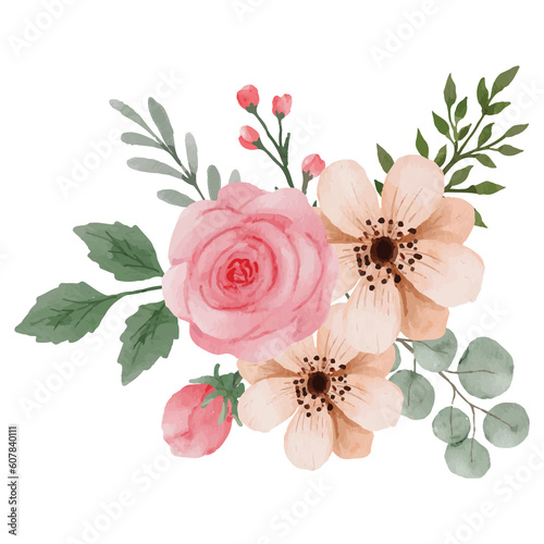 Flower pink rose, floral bouquet Clip art Element Transparent Background