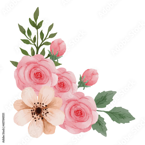 Flower pink rose, floral bouquet Clip art Element Transparent Background