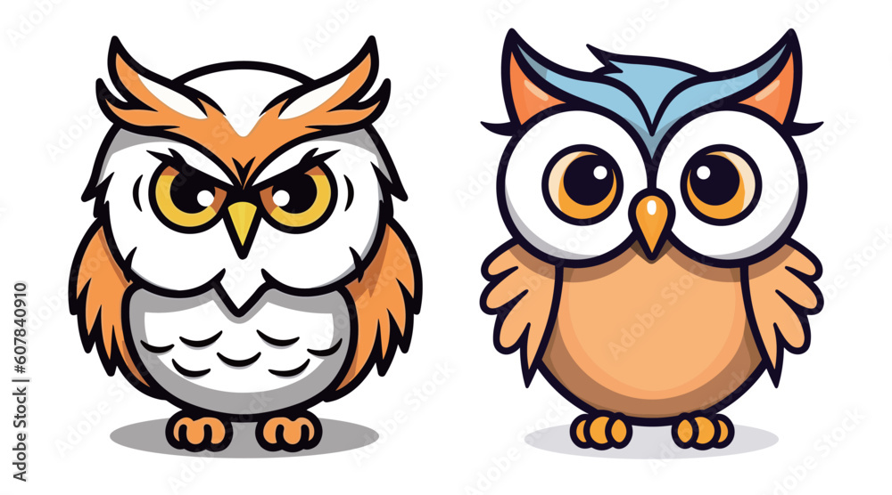 Fototapeta premium Cute owl combination vector footage