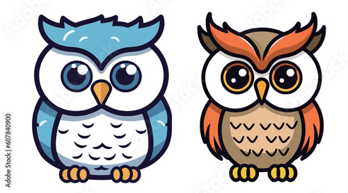 Cute owl combination vector footage
