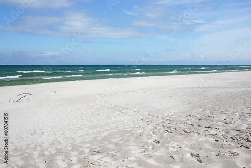 empty wide beach in Stilo with white sand  Baltic sea  Poland