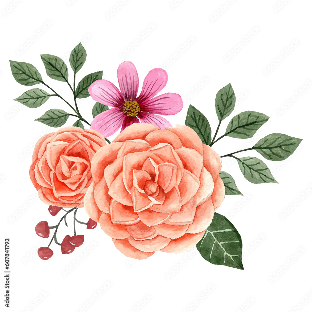 Flower bouquet, floral Clip art Element Transparent Background Stock