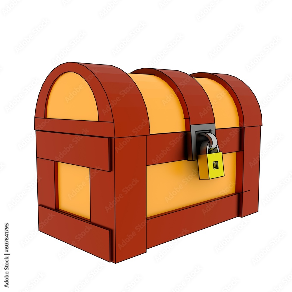 Treasure Chest Box, Render 3d Object Treasure Chest Box, Render 3d Object