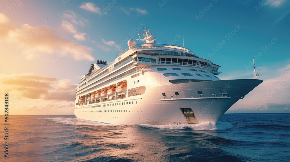 A luxury cruise ship sailing on the open sea A luxury cruise ship sailing on the open sea