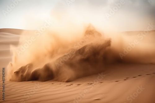 Dramatic sand storm in desert. Abstract background. AI