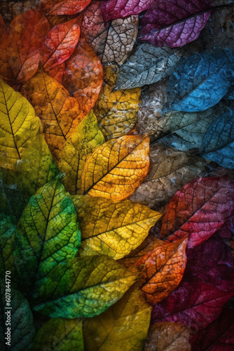 Abstract colorful leaves background. Generative AI