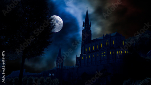Luna llena en el Santuario de Lourdes  Francia
