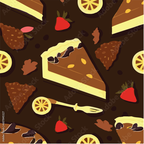 cute simple sacher torte pattern, cartoon, minimal, decorate blankets, carpets, for kids, theme print design
