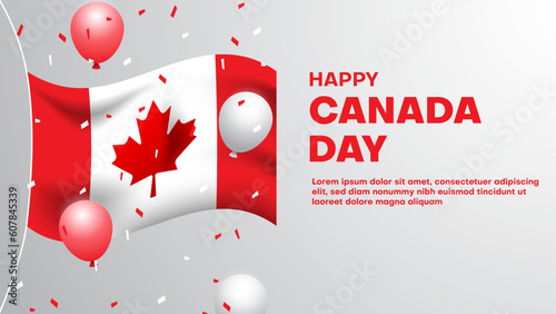 happy canada day background with flag and balloons