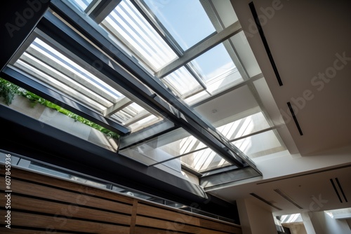 ventilation system with photochromic windows, allowing natural light to illuminate the interior space, created with generative ai