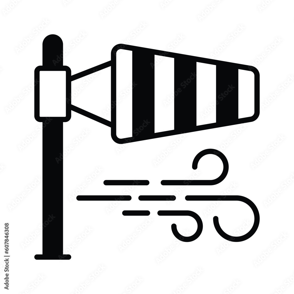 A cone mounted on a mast showcasing windsock icon, Getting weather forecasting tool, editable icon of windbag A cone mounted on a mast showcasing windsock icon, Getting weather forecasting tool, editable icon of windbag