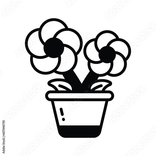 Grab this eye soothing vector of flower pot vector in trendy style, potted flowers in editable style